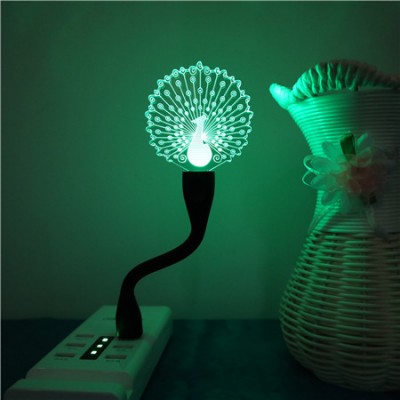 peacock mini usb light small touch sensor light usb led lamp for baby room decor