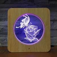 Beautiful butterfly animal design 3d illusion lamp touch switch function USB cable led lamp for home