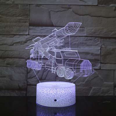 Night Light 3D Tank 3D Lamp Optical Illusion Night light Animals Bedside Lamp 7 Colors Changing LED Lamps