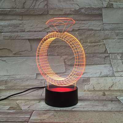 ring design 3d night light black base 3d illusion lamp for ebay