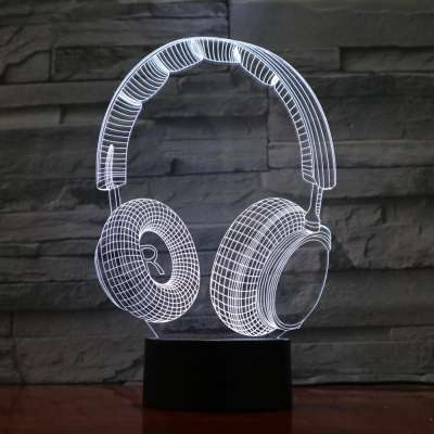 earphone 3d table lamp black base 3d illusion lamp for amazon